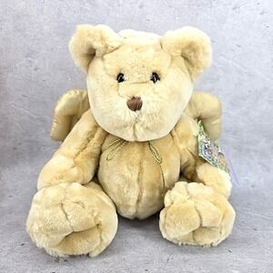 Rare Commonwealth Toy‎ Buddy Bear Plush Angel Gold Wings Stuffed Toy Collectible